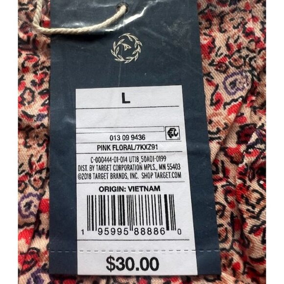 Universal Thread Women's Sleeveless Short Pintuck Mini Dress Pink Floral L - Picture 3 of 3